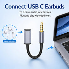 Carica l'immagine nel visualizzatore di Gallery, Cavo USB C femmina a 3.5 maschio, cavo jack 3.5 maschio a USB C femmina, adattatore audio DAC Hi-Fi, convertitore audio 