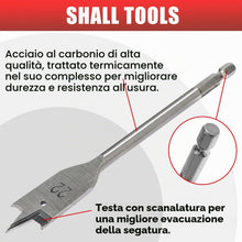 Carica l'immagine nel visualizzatore di Gallery, SHALL- Set di punte piatte per legno, 8 pezzi, codolo esagonale a cambio rapido da 1/4", Ø 6-32 mm, punta da trapano per