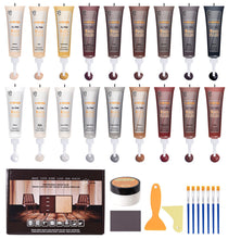 Carica l'immagine nel visualizzatore di Gallery, Set di riparazione in laminato, 31 stucco per legno, 18 colori, set di riparazione per parquet, kit di riparazione per l