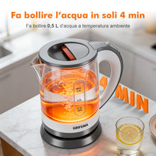Carica l'immagine nel visualizzatore di Gallery, GRIFEMA Bollitore elettrico piccolo 1100W da 0,8 litri