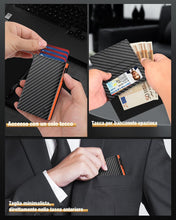 Carica l'immagine nel visualizzatore di Gallery, Portafoglio uomo slim dwnkove RFID con portacarte pop-up, nero/arancione