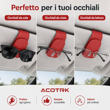 Carica l'immagine nel visualizzatore di Gallery, Porta Occhiali Auto, Portaocchiali da Sole per Aletta Parasole con Clip, Supporto per Occhiali da Vista, Biglietti, Cart