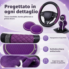 Carica l'immagine nel visualizzatore di Gallery, Accessori per Auto da Donna per Interni con Coprivolante,4 Pezzi