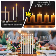 Carica l'immagine nel visualizzatore di Gallery, Candeline Led,4 Pezzi Candela Led Lunghe bianche sottili,Con Fiamma Tremolante 3D,candele finte fiamma oscillante Per Fe
