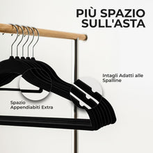 Carica l'immagine nel visualizzatore di Gallery, Utopia Home Grucce Velluto con barra cravatte (Nero, Set da 50)