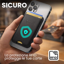 Carica l'immagine nel visualizzatore di Gallery, TECHMADE Portacarte MagSafe Compatibile per iPhone, Anello Adattatore Incluso - Spazio per 3 Carte o Contanti, Sistema d
