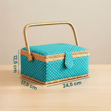 Carica l'immagine nel visualizzatore di Gallery, Wintem – Kit Cucito da Casa e da Viaggio, 76 Accessori, Vassoio con Scomparti Organizzati, Chiusura Magnetica, Set Cucito Completo con Cestino a Pois.