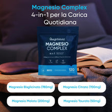 Carica l'immagine nel visualizzatore di Gallery, Magnesio Completo 4 in 1, 400mg Forma Elementare, 120 Capsule Vegane