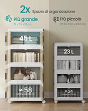 Carica l'immagine nel visualizzatore di Gallery, SONGMICS Scatole Portaoggetti, Organizer Pieghevole a 4 Livelli con Ruote