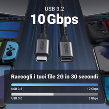 Carica l'immagine nel visualizzatore di Gallery, UGREEN Cavo Type C Video 4K@60Hz USB 3.2 Prolunga 10Gbps 100W