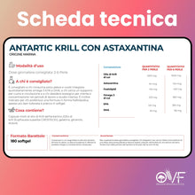 Carica l'immagine nel visualizzatore di Gallery, OVF Olio di Krill Antartico 180 Capsule Molli Softgel con Omega 3 Astaxantina e Fosfolipidi EPA DHA Naturali Omega 3 Kri
