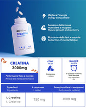 Carica l'immagine nel visualizzatore di Gallery, Creatina Monoidrata Vegana 3000mg, 400 Compresse, Per Uomo e Donna, 3 Mesi
