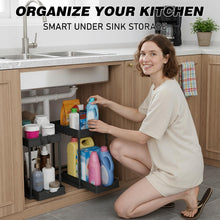 Carica l'immagine nel visualizzatore di Gallery, Meltrck 2 Pezzi Organizer Sottolavello Cucina 2 Livelli, Scaffale Estraibile per Lavello, Portaoggetti Sottolavello con 