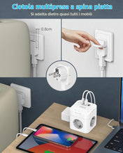 Carica l'immagine nel visualizzatore di Gallery, SUDEERY Ciabatta elettrica 6 in 1 con USB C, 3 prese, spina piatta con commutazione singola, multipresa cubo con cavo da