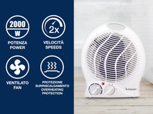Carica l'immagine nel visualizzatore di Gallery, BEPER P203TER202 Termoventilatore, 2000W, 2 Potenze selezionabili, Termoventilatore compatto con Termostato regolabile, 