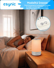 Carica l'immagine nel visualizzatore di Gallery, eSynic 2 in 1 Sveglia Luminosa Alba e Macchina Rumore Bianco, Luce Notturna Display Dimmerabile, 30 Suoni Rilassanti, Ti