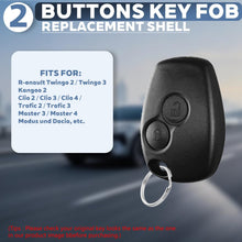 Carica l'immagine nel visualizzatore di Gallery, 2 Pezzi Guscio Chiave Auto 2 Tasti Compatibile con R-enault Clio 3 Twingo 2 Master 3 Kangoo 2 Trafic Modus Dacia Telecom