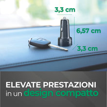 Carica l'immagine nel visualizzatore di Gallery, Caricabatterie Rapido 65W -2 Porte: 1xUSB-C 20W PD + 1xUSB-C 45W PD - LED Attivo - Ricarica Sicura in Auto - Adatto a Tu