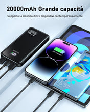 Carica l'immagine nel visualizzatore di Gallery, Power Bank 20000mAh Batteria Esterna Portatile, Ricarica Rapida 22,5W PD3.0 QC4.0 PD20W USB C, con Display LCD, 3 Uscite
