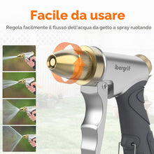 Carica l'immagine nel visualizzatore di Gallery, Ibergrif M20284 Pistola da giardino in Metallo, pistola ad acqua a pressione con ugello in ottone completo, con 4 modell