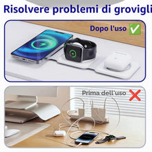 Carica l'immagine nel visualizzatore di Gallery, Caricatore Wireless 3 in 1 Pieghevole Magnetico per iPhone, Watch e Pods