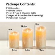 Carica l'immagine nel visualizzatore di Gallery, Lonkenn Set di 3 Candele LED Ricaricabili con Telecomando e Timer - Effetto Cera Reale, Fiamma Tremolante, Cavo USB Type