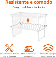 Carica l'immagine nel visualizzatore di Gallery, Amazon Basics Ripiani portaoggetti impilabili da cucina, Bianco
