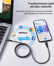 Carica l'immagine nel visualizzatore di Gallery, Magtame Cavo USB-C a USB-C magnetico 60W retrattile salvaspazio 1 m