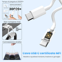 Carica l'immagine nel visualizzatore di Gallery, Caricatore USB C,2 Pack Cavi USB-C a USB-C da 2M, Caricabatterie Rapido