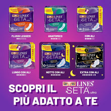 Carica l'immagine nel visualizzatore di Gallery, Lines Seta ASSORBENTI GIORNO LINES SETA ULTRA CON ALI - INCASTRO PERFETTO - PACCO SCORTA 80 PEZZI