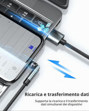 Carica l'immagine nel visualizzatore di Gallery, Kuulaa 7pin Cavo di ricarica magnetico 2M, 360° e 180°, ricarica rapida 3A e trasferimento dati per tipo C/Micro USB/i-P