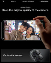 Carica l'immagine nel visualizzatore di Gallery, Spigen Glas.tR EZ Fit Optik Pro Protezione Fotocamera compatibile con iPhone 17, iPhone 16/16 Plus, 2 Pezzi, Nero, Anell