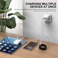Carica l'immagine nel visualizzatore di Gallery, Caricatore USB C Alimentatore - 45W Presa Rapido Replacement for iPhone 16 15 14 13 12 11 Pro Max Plus Mini SE 2020 XS XR,Pad,4-Port USB C Spina Caricabatterie Carica Batterie USBC Cellulare