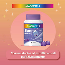 Carica l'immagine nel visualizzatore di Gallery, Massigen - Sonno Gummy, Integratore Alimentare con Melatonina e Estratti Naturali, Due Confezioni 60 Caramelle da 3,3 g,