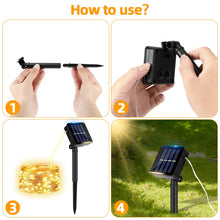 Carica l'immagine nel visualizzatore di Gallery, Kasanni 2 Pacchi Luci Solari Esterno, 12m 120 LED Luci Solari Esterno 8 Modalità Impermeabili Filo di Rame Led Lucine Es