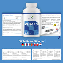 Carica l'immagine nel visualizzatore di Gallery, Omega 3 2000 mg | 240 capsule | Alta concentrazione di 660 mg di EPA e 440 mg di DHA. Olio di pesce per il colesterolo, 