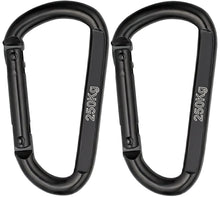 Carica l'immagine nel visualizzatore di Gallery, Moschettone Nero Inox M8 8 cm (Set da 2) – Qualità Professionale – Moschettone Robusto 250 kg per Portachiavi, Guinzagli