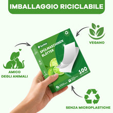Carica l'immagine nel visualizzatore di Gallery, Fogli per Lavastoviglie, 100 Lavaggi, Senza Plastica e Sostenibili, Pulizia Potente con Enzimi Proteasi contro Proteine 