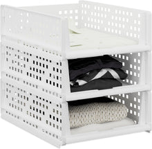 Carica l'immagine nel visualizzatore di Gallery, Relaxdays Organizer Pieghevoli per Armadio, Set 3 Box Estraibili in Plastica, Impilabili, HLP: 13x33,5x43,5 cm, Bianco