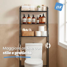 Carica l'immagine nel visualizzatore di Gallery, NK Scaffale da Bagno su WC - 153x47x26cm (Nero)