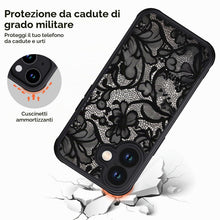 Carica l'immagine nel visualizzatore di Gallery, XTCASE Cover Pizzo Floreale per iPhone 17 Traslucida Opaca, Nero