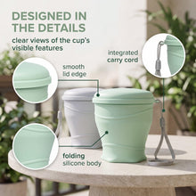 Carica l'immagine nel visualizzatore di Gallery, 180 ml Tazza da campeggio pieghevole in silicone, 2 Pezzi, Bicchiere Portatile e Richiudibile, con Coperchio, Tazza Salv
