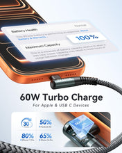 Carica l'immagine nel visualizzatore di Gallery, ZKAPOR 60W Cavo USB C a USB C 2Pezzi 2M Cavo USB 90 Gradi Cavo USB Type-C