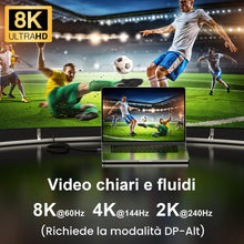 Carica l'immagine nel visualizzatore di Gallery, USB-C Thunderbolt 4 0,5m - Cavo dati 40Gbps, ricarica rapida 240W, video 4K@144Hz 8K@60Hz per eGPU, MacBook, SSD, Switch