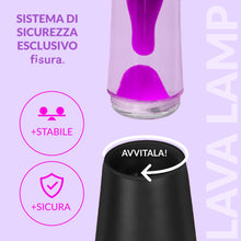 Carica l'immagine nel visualizzatore di Gallery, Fisura - Lampada lava viola. Base nera, liquido viola e lava bianca. Lampada di lava a effetto rilassante. Con lampadina