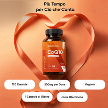 Carica l'immagine nel visualizzatore di Gallery, Coenzima Q10 Vegano, 200mg per Dose, 1 Capsula al Giorno, 120 Capsule