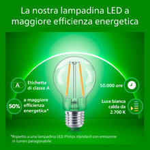 Carica l'immagine nel visualizzatore di Gallery, PHILIPS Ultra Efficient - Ultra energy saving lights, E27 LED light source, 40W, A60, warm white, pack of 6, clear