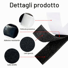 Carica l'immagine nel visualizzatore di Gallery, Feltro Adesivo Biadesivo 8m x 20mm, Hook Loop Autoadesivo Nero