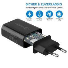 Carica l'immagine nel visualizzatore di Gallery, Caricatore USB Spina, Caricatore da 18W Caricatore Rapido 3.0 Caricatore Rapido Alimentatore USB per Samsung S10 S6 S7 S