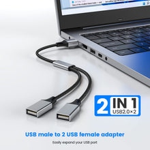 Carica l'immagine nel visualizzatore di Gallery, MOGOOD Sdoppiatore USB 2.0 Doppio USB Doppia Presa per Ricarica e Dati